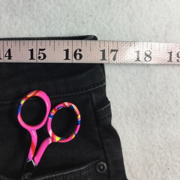 NYDJ SZ 12 L black dark wash stretch AMI lift tuck skinny embroidered jeans B57 - Picture 6 of 8